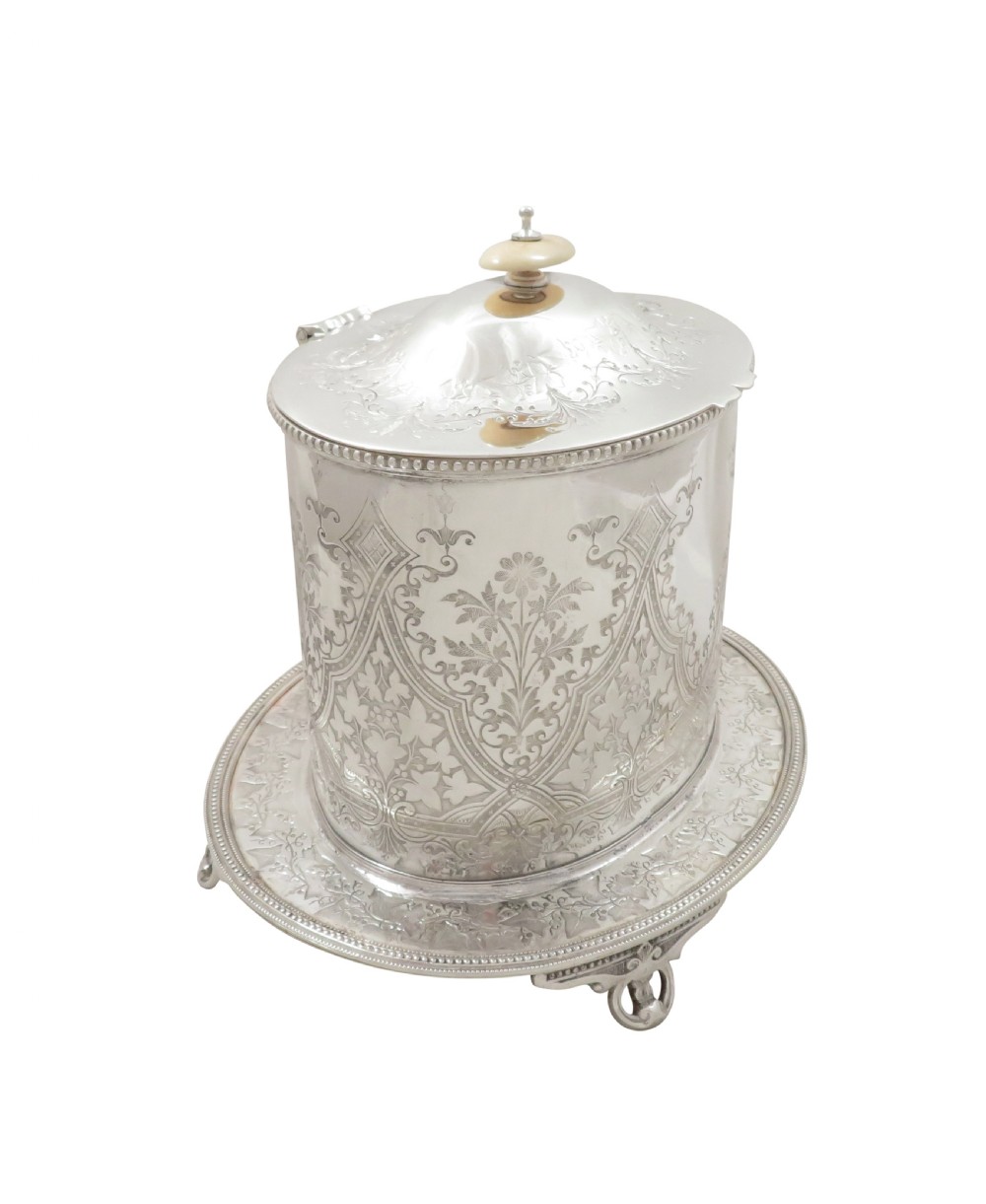 Antique Victorian Silver Plated Biscuit Barrel / Caddy c1880 View VIII