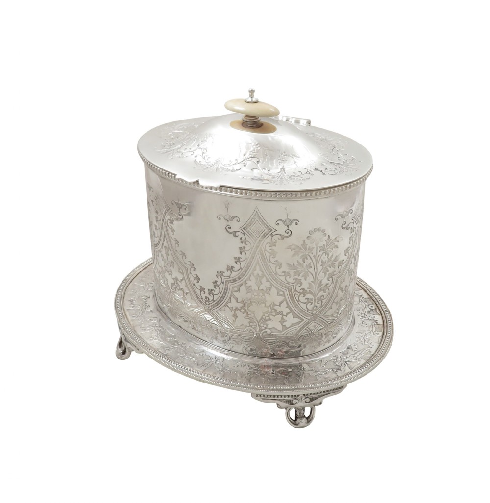 Antique Victorian Silver Plated Biscuit Barrel / Caddy c1880 View IX