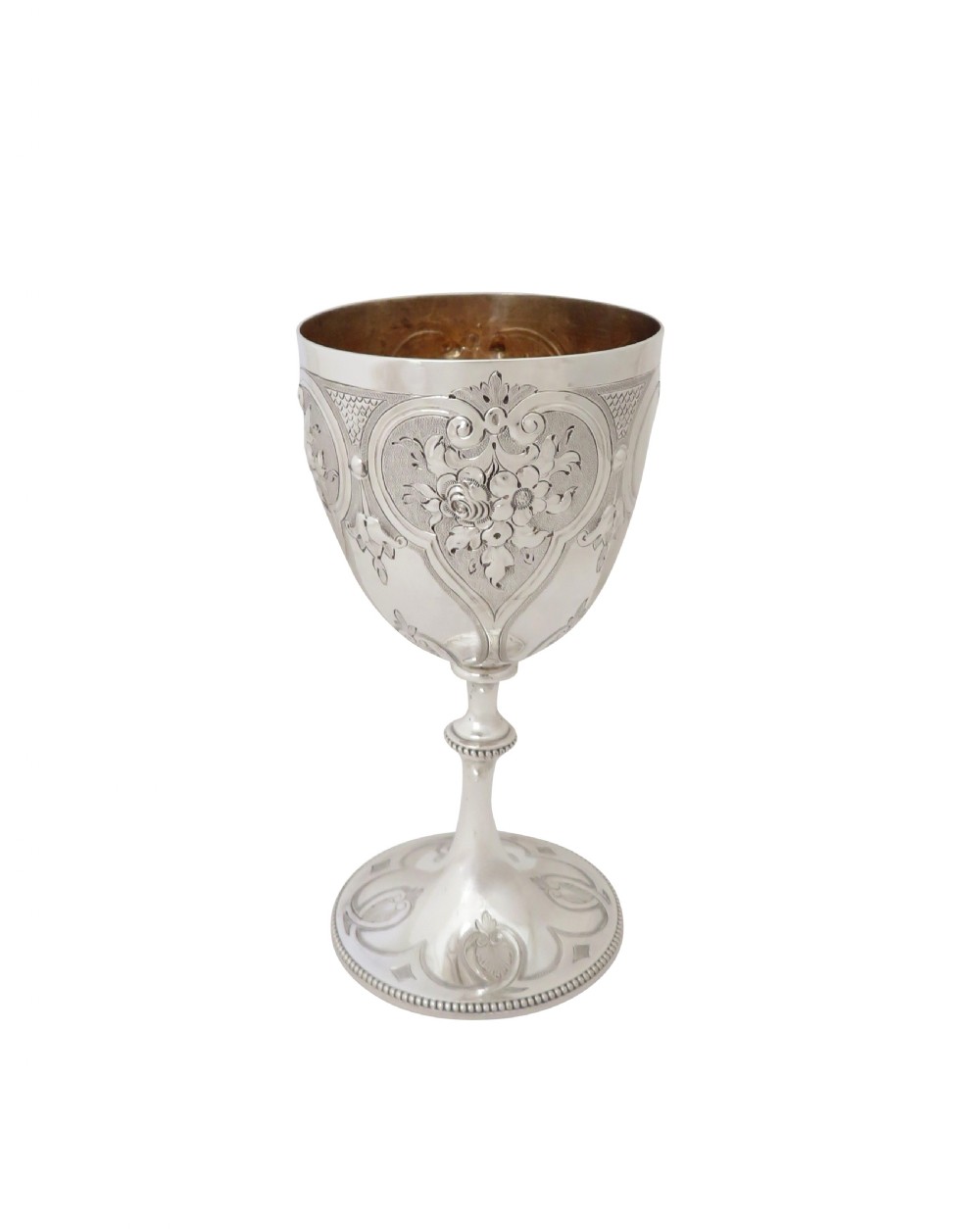 Antique Victorian Sterling Silver Wine Goblet in Case 1867 View IV