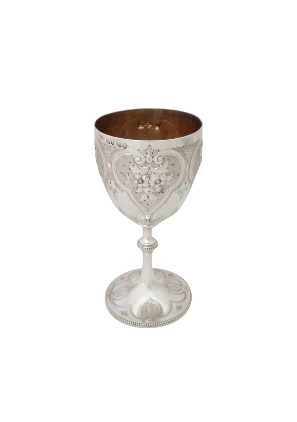 Antique Victorian Sterling Silver Wine Goblet in Case 1867 View VII