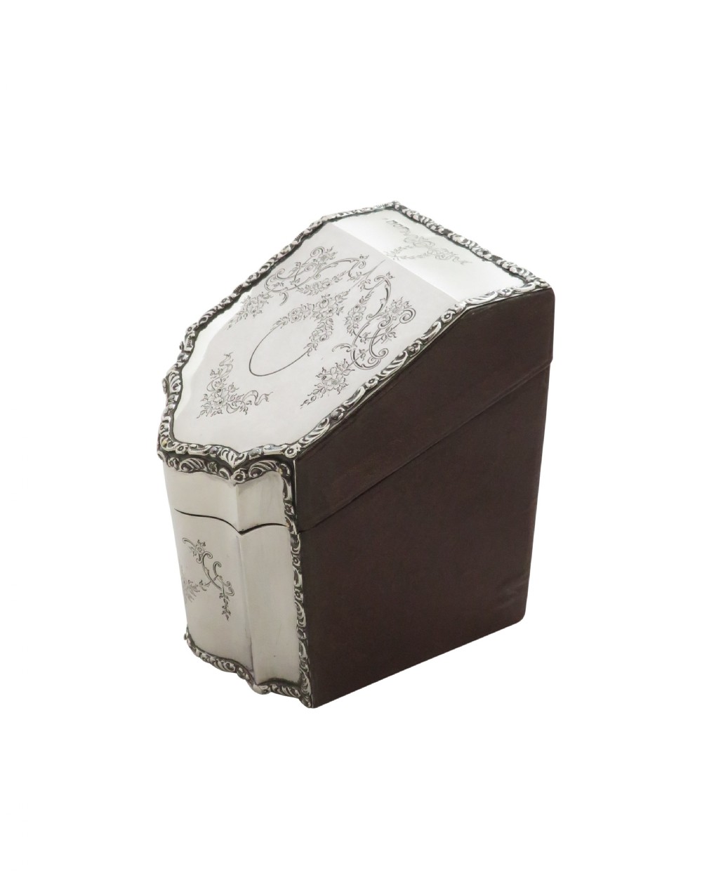 Antique Edwardian Sterling Silver Desk Tidy / Stationary Box 1905 View V