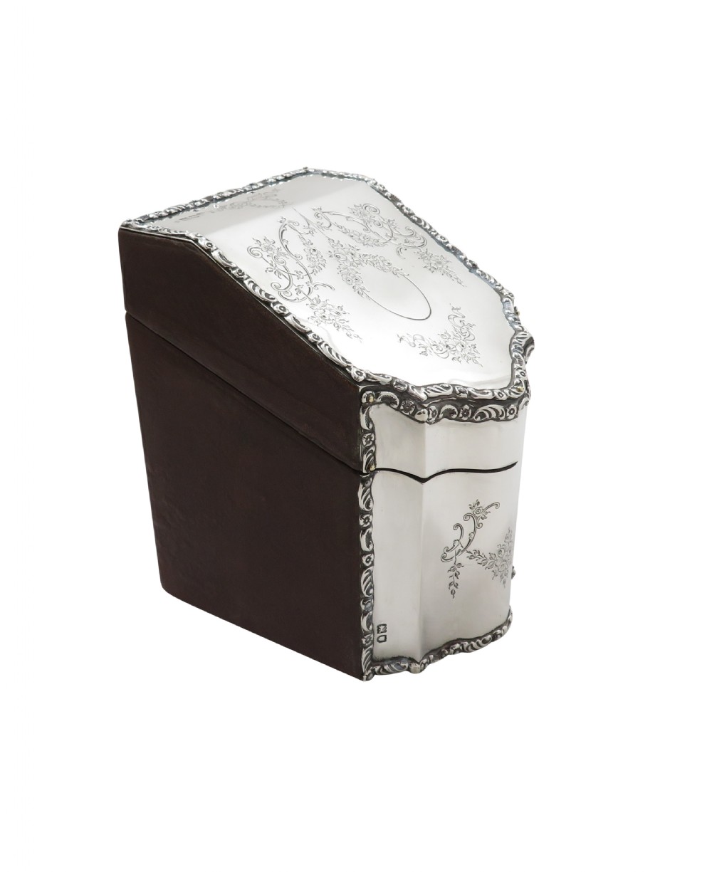 Antique Edwardian Sterling Silver Desk Tidy / Stationary Box 1905 View VII