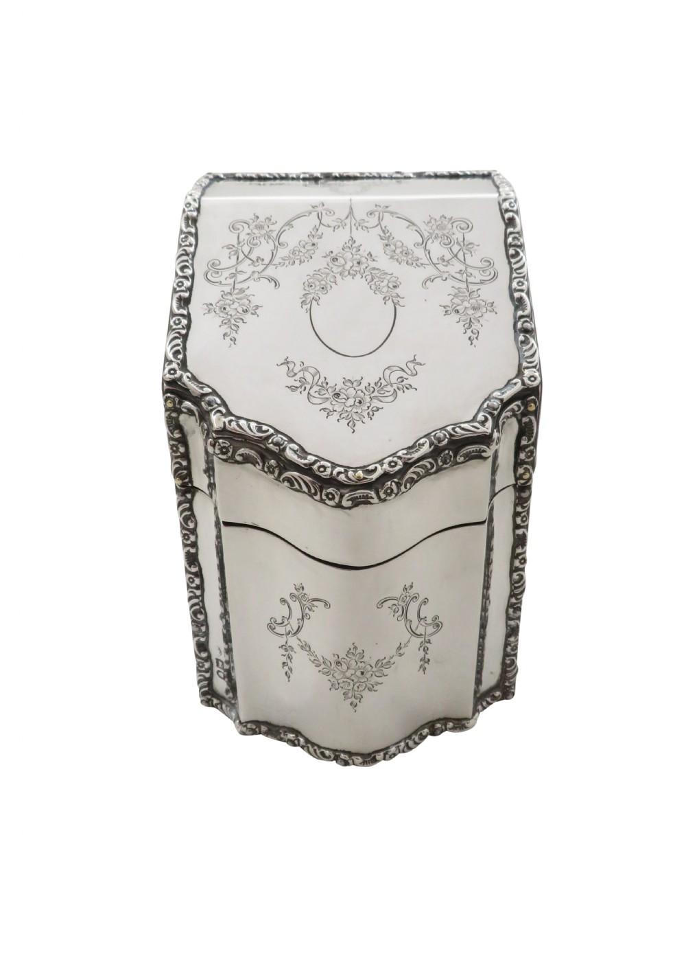 Antique Edwardian Sterling Silver Desk Tidy / Stationary Box 1905 View IX