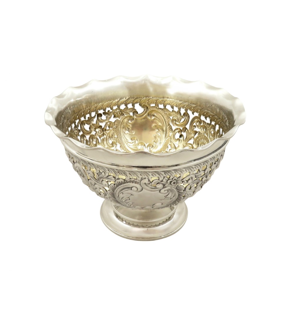 Antique Victorian Sterling Silver Pierced Bowl on Pedestal Foot 1899 View VII