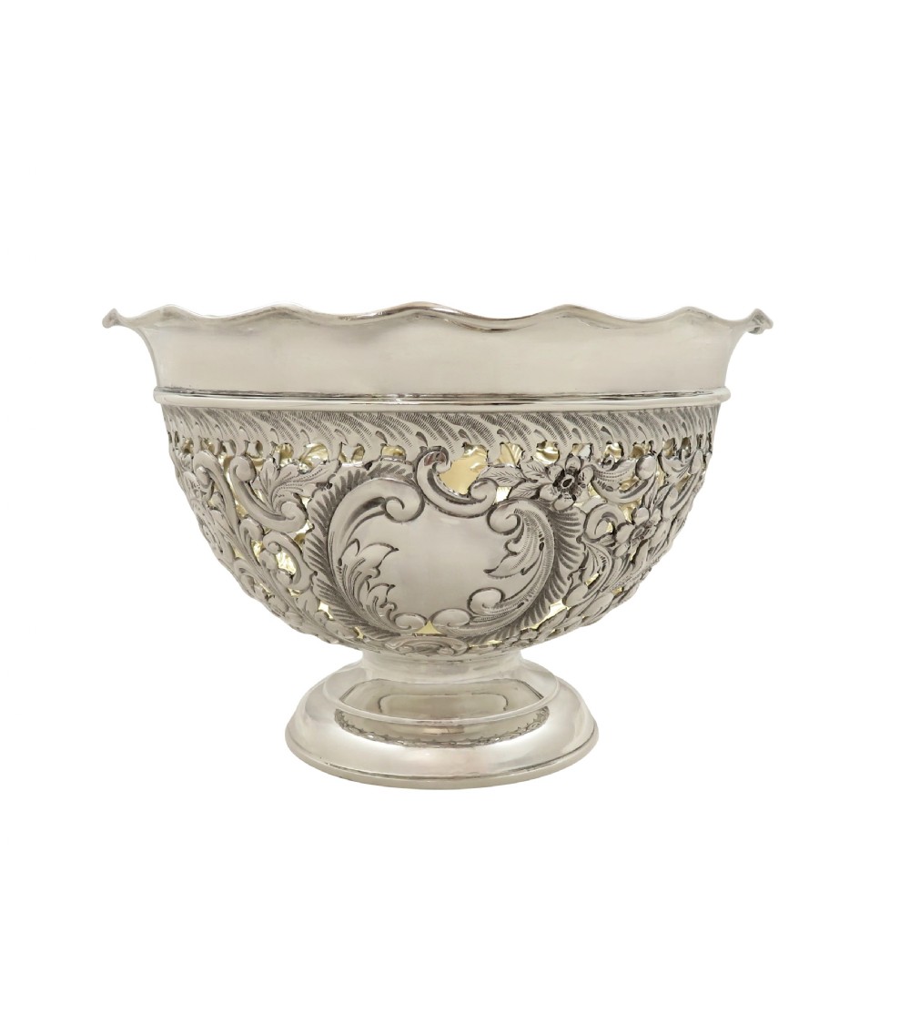Antique Victorian Sterling Silver Pierced Bowl on Pedestal Foot 1899 View IX