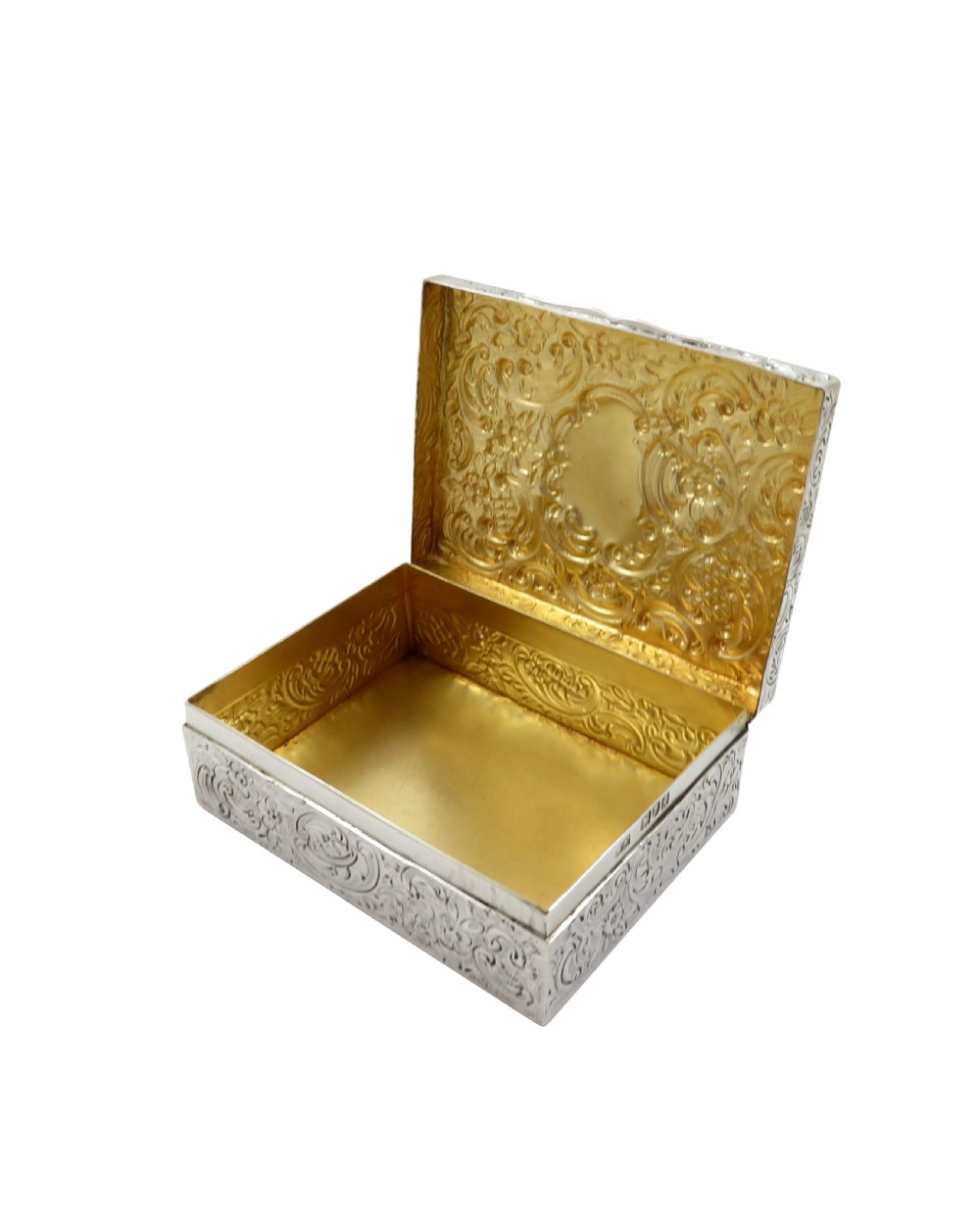 Antique Edwardian Sterling Silver Trinket / Table Box 1901 View III