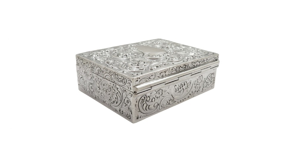 Antique Edwardian Sterling Silver Trinket / Table Box 1901 View XI