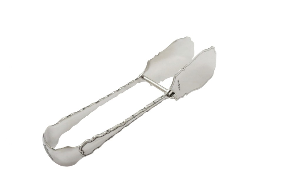 Pair of Antique George V Sterling Silver Cake Serving Tongs 1912 View VI