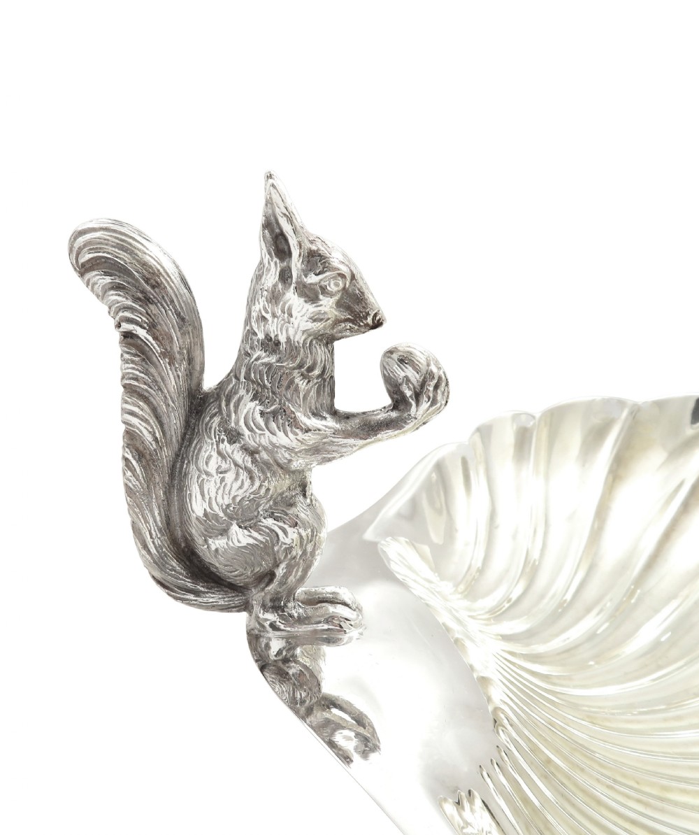 Antique Edwardian Silver Plated Squirrel Nut Dish / Bowl c1900 View IV
