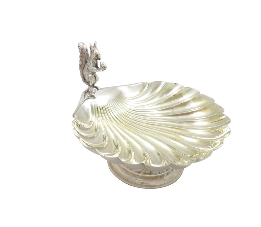 Antique Edwardian Silver Plated Squirrel Nut Dish / Bowl c1900 View V