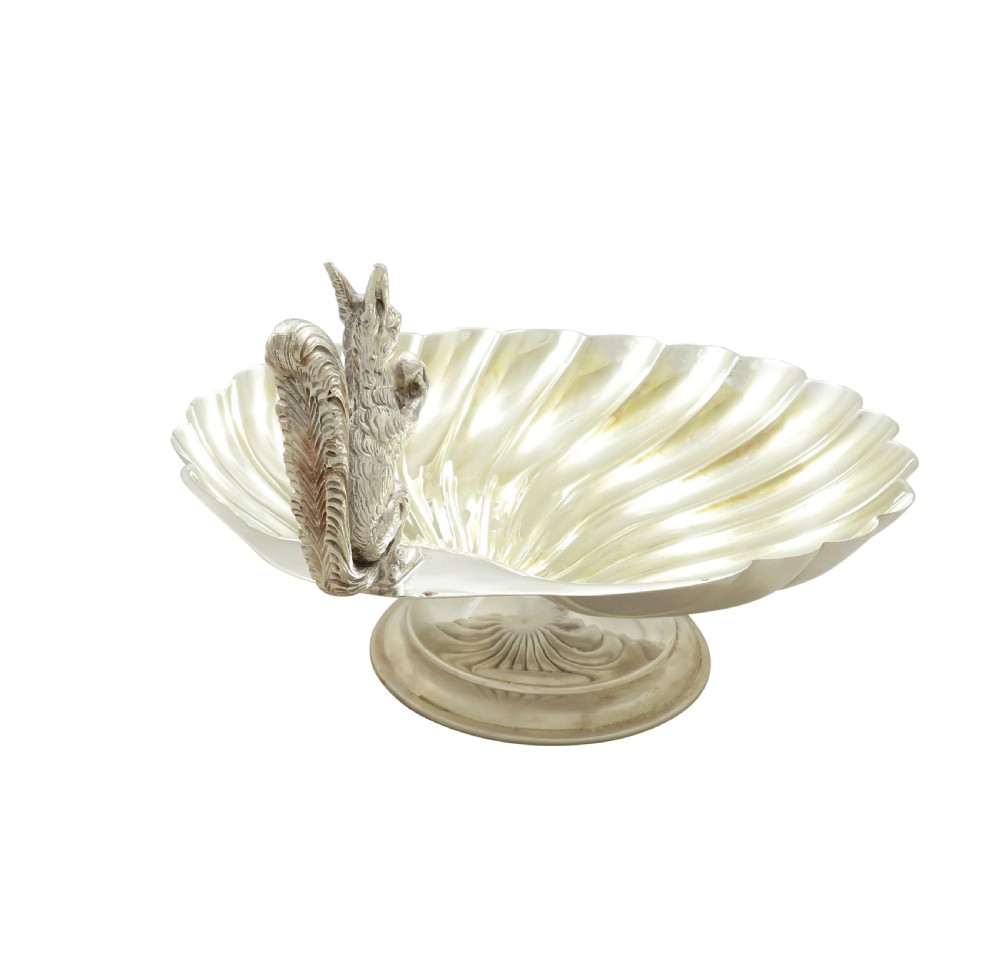 Antique Edwardian Silver Plated Squirrel Nut Dish / Bowl c1900 View VII