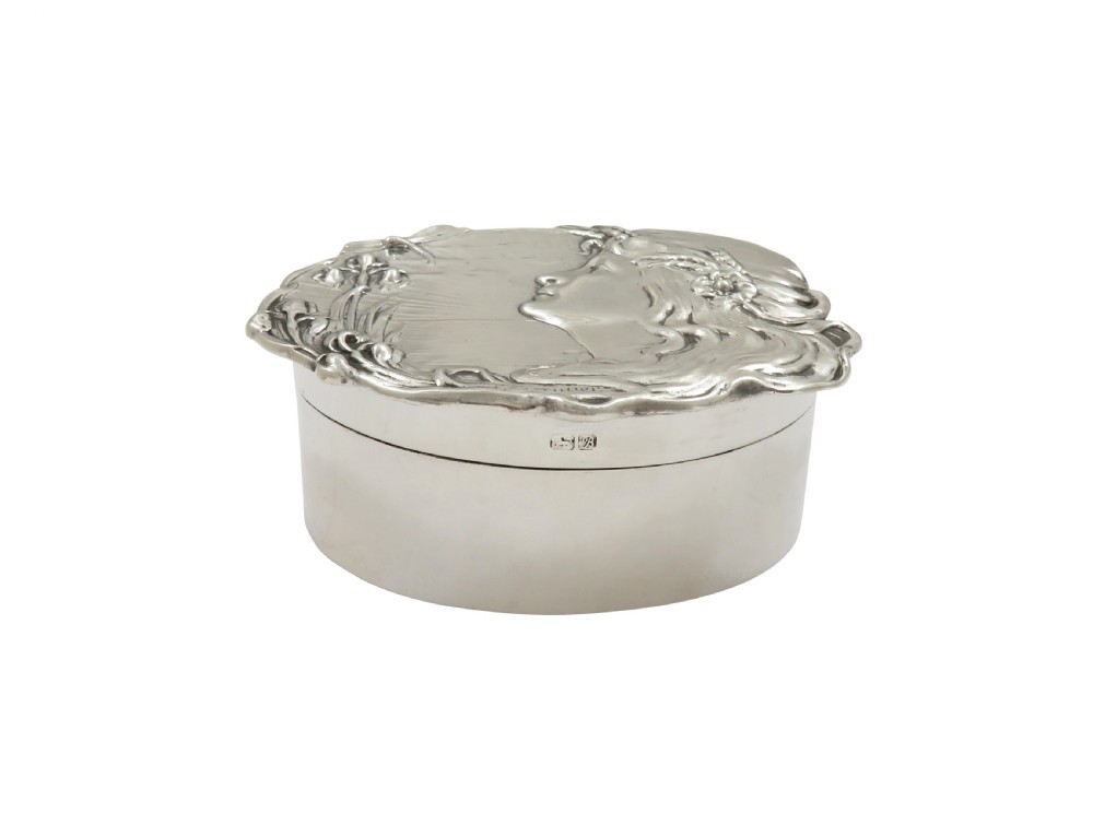 Antique Art Nouveau Sterling Silver Trinket Box 1902 View VI