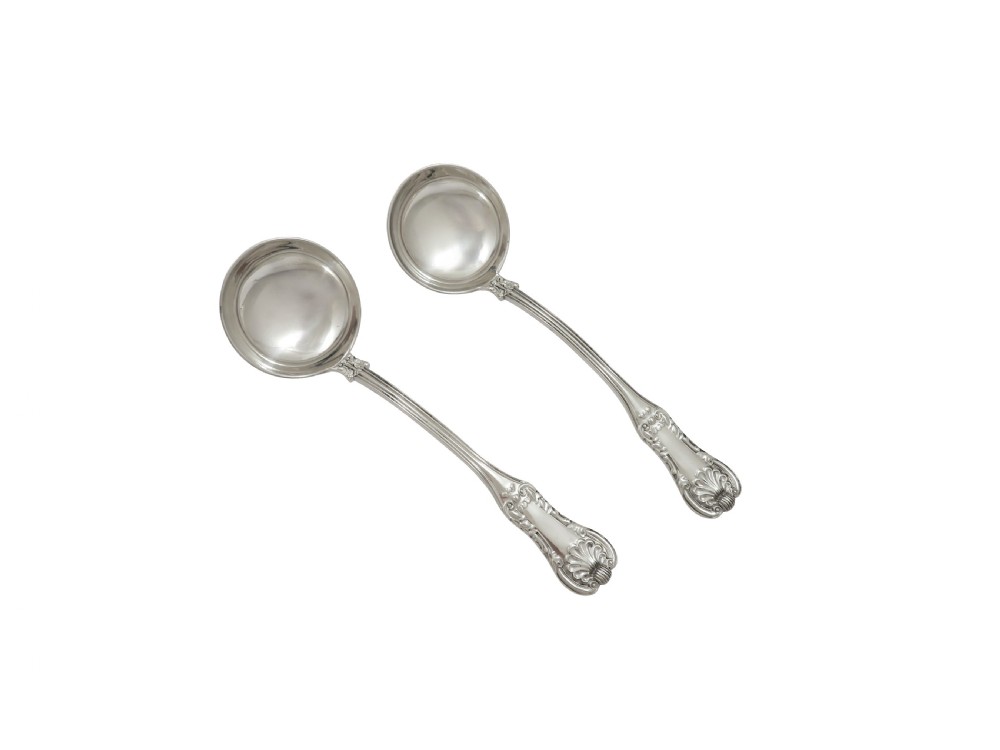 Pair of Antique Georgian Scottish Sterling Silver Sauce Ladles - Glasgow 1823 View II