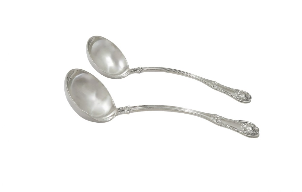 Pair of Antique Georgian Scottish Sterling Silver Sauce Ladles - Glasgow 1823 View IV