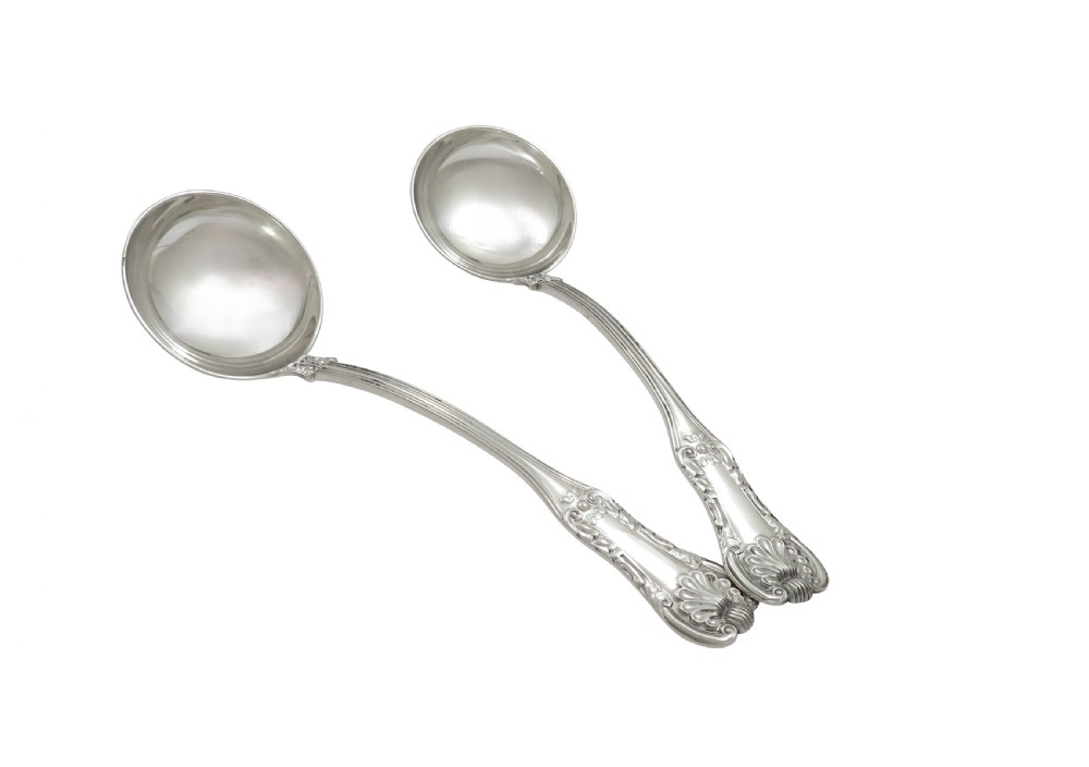 Pair of Antique Georgian Scottish Sterling Silver Sauce Ladles - Glasgow 1823 View VII