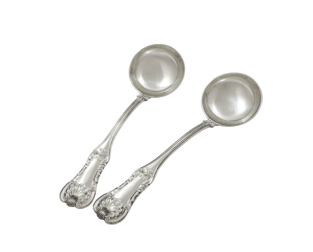 Pair of Antique Georgian Scottish Sterling Silver Sauce Ladles - Glasgow 1823 View IX