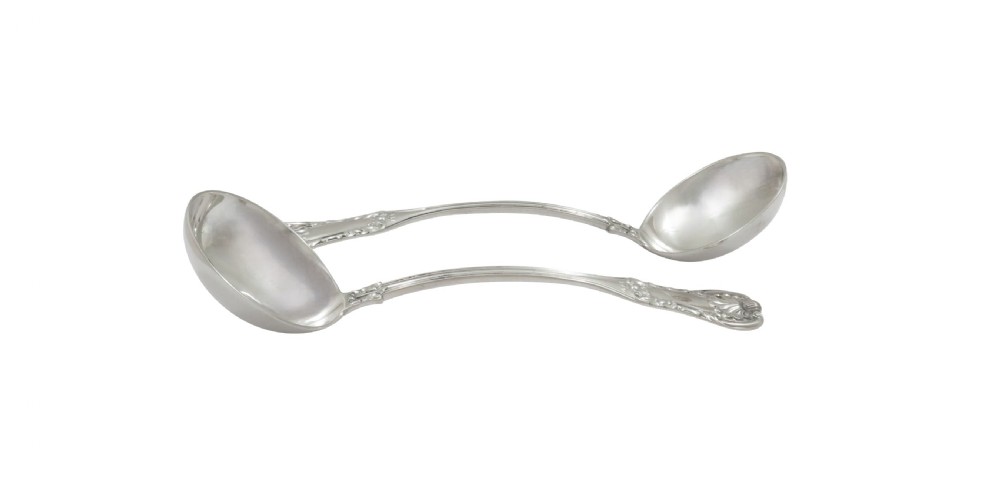 Pair of Antique Georgian Scottish Sterling Silver Sauce Ladles - Glasgow 1823 View X