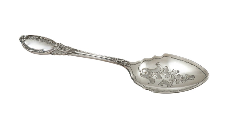 Antique Edwardian Sterling Silver Jam Spoon & Butter Knife in Case 1904 View IV