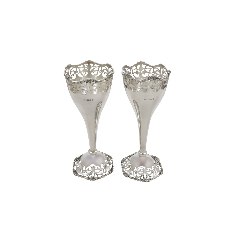 Pair of Antique George V Sterling Silver Pierced 6