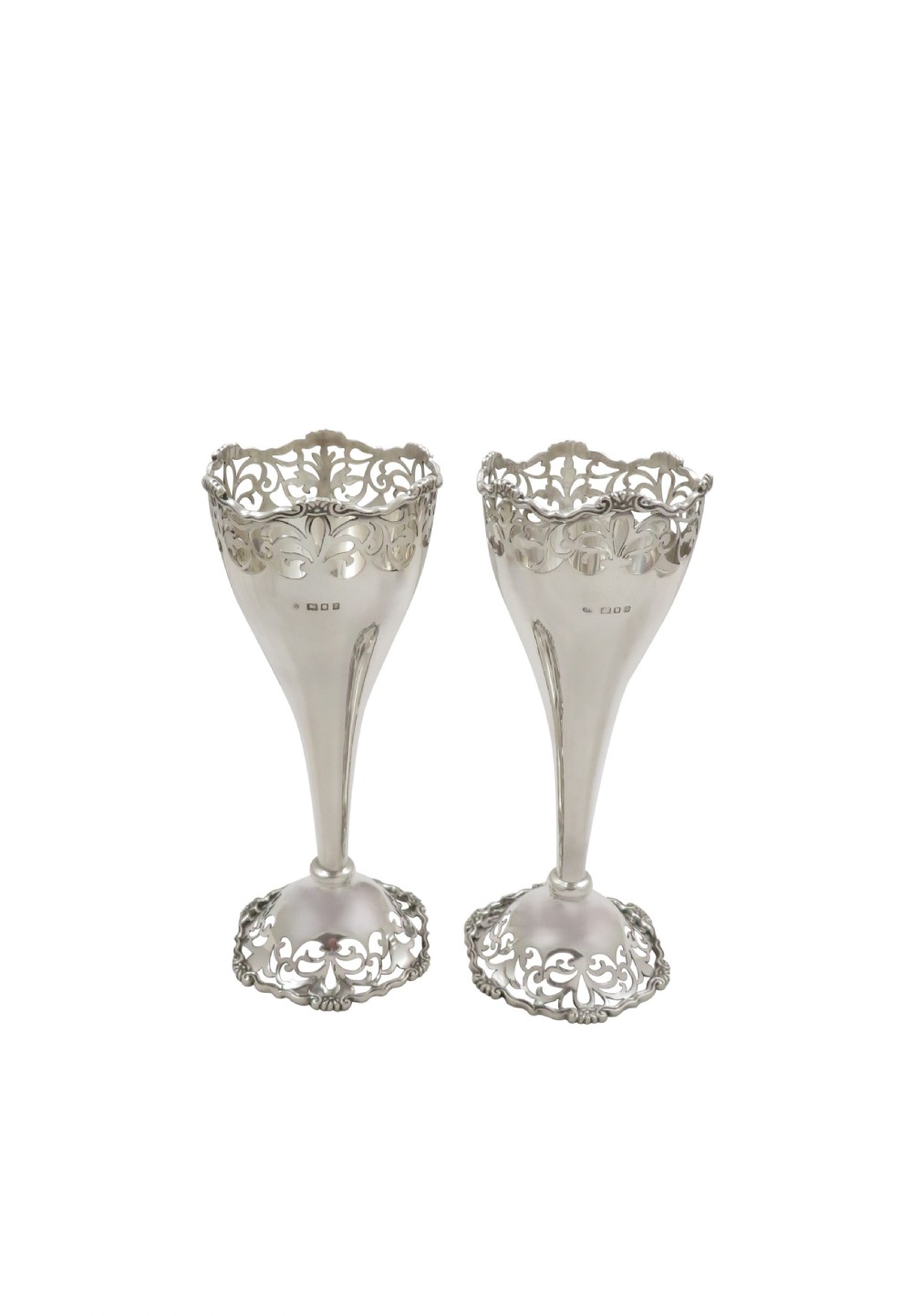 Pair of Antique George V Sterling Silver Pierced 6