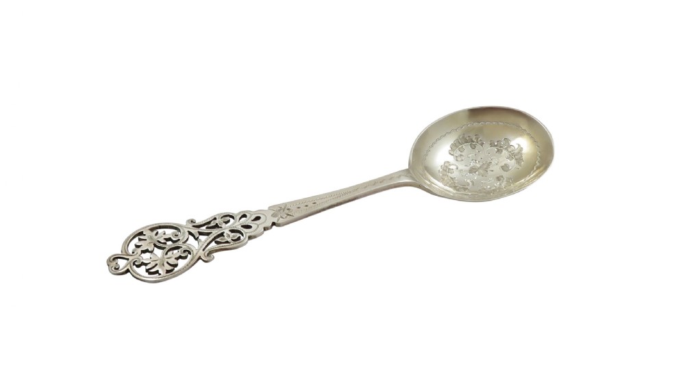 Pair of Antique Edwardian Sterling Silver Jam / Preserve Spoons in Case 1900/04 View IV