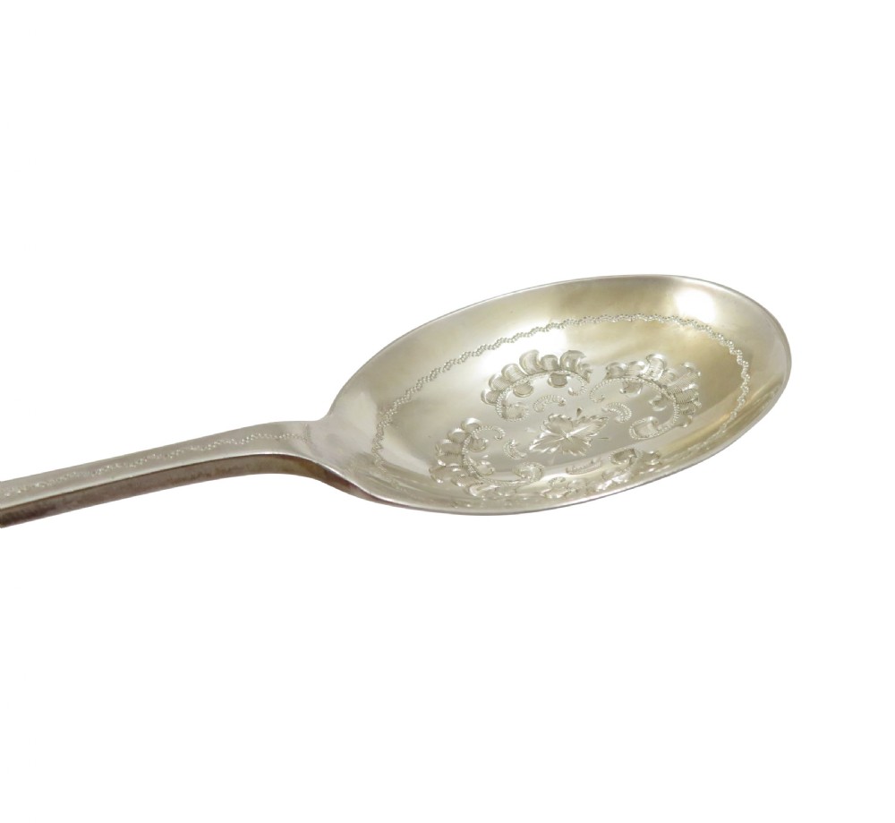 Pair of Antique Edwardian Sterling Silver Jam / Preserve Spoons in Case 1900/04 View VIII