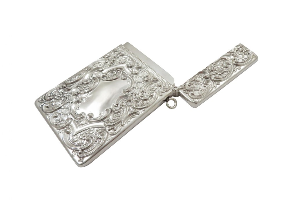 Antique Edwardian Sterling Silver 'Dog, On Guard' Card Case 1903 View IX