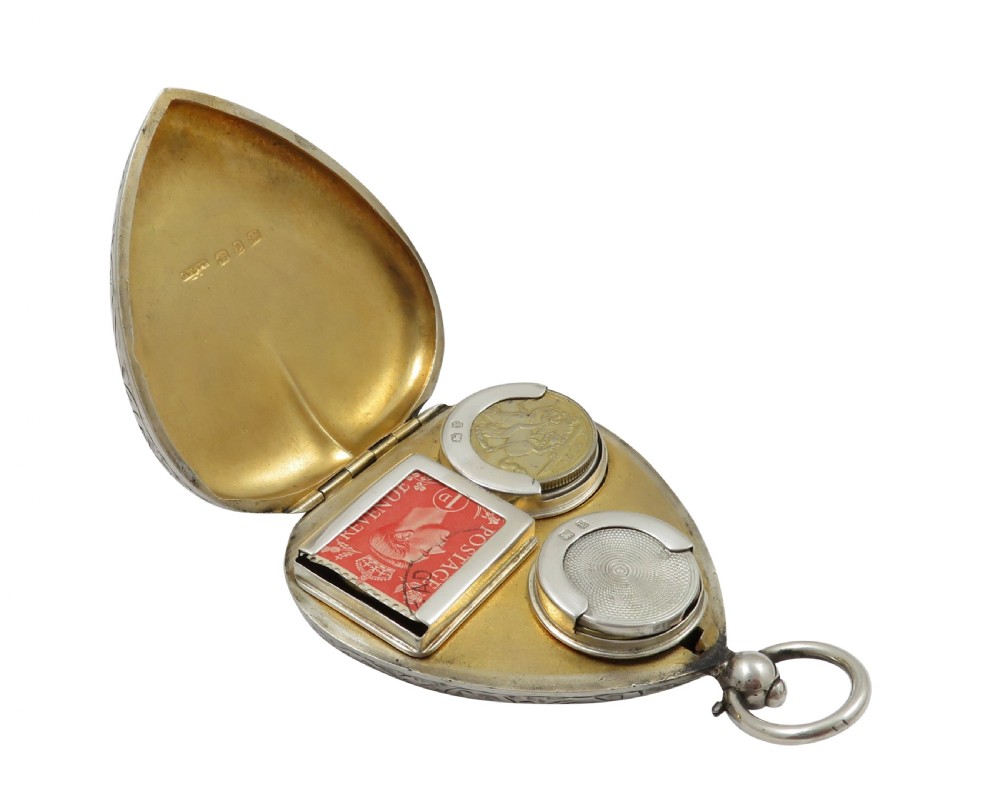 Antique Victorian Sterling Silver Combination Sovereign & Stamp Case 1898 View III