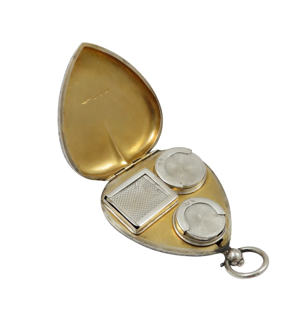Antique Victorian Sterling Silver Combination Sovereign & Stamp Case 1898 View V