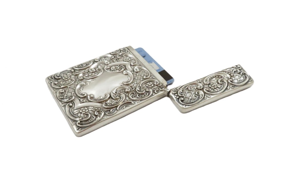 Antique Edwardian Sterling Silver 'Stag' Card Case 1903 View V