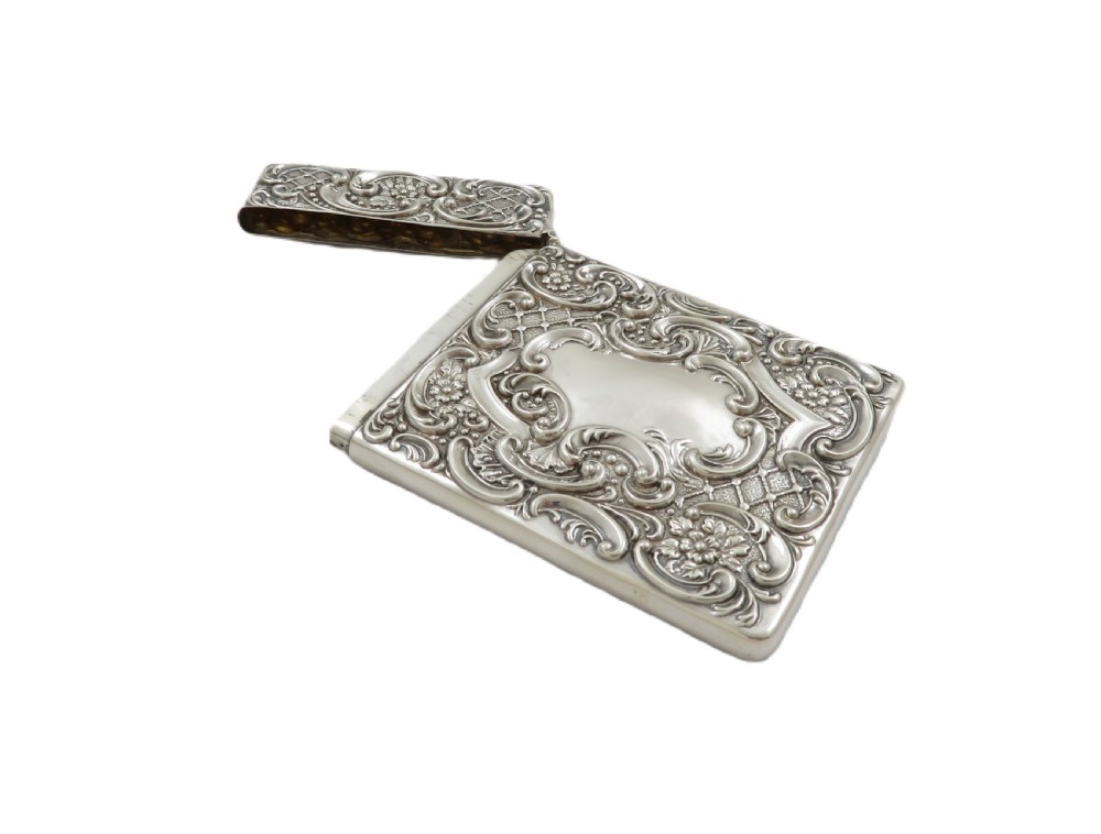 Antique Edwardian Sterling Silver 'Stag' Card Case 1903 View IX