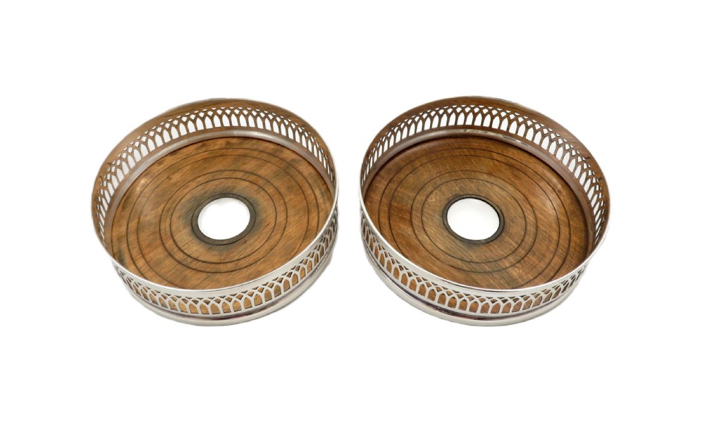 Pair of Vintage Sterling Silver Wine / Champagne Coasters View III
