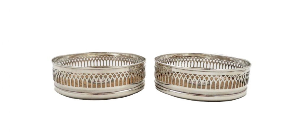 Pair of Vintage Sterling Silver Wine / Champagne Coasters View IV