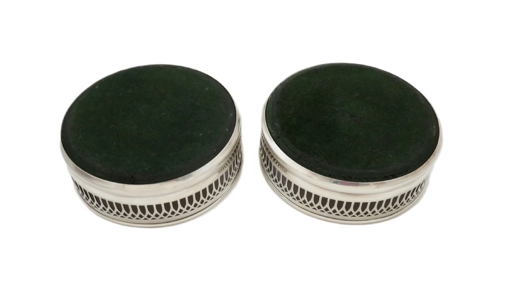 Pair of Vintage Sterling Silver Wine / Champagne Coasters View V