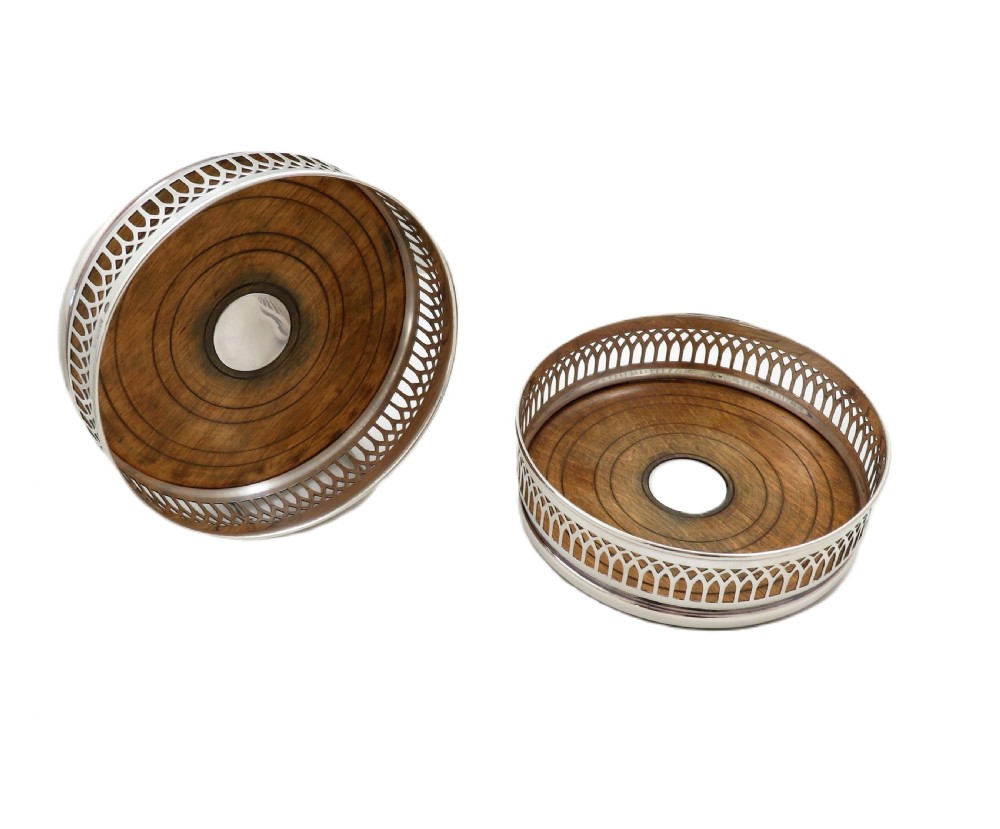Pair of Vintage Sterling Silver Wine / Champagne Coasters View VII