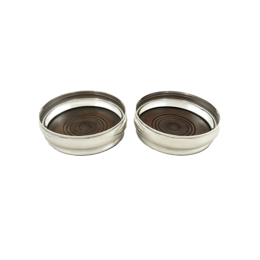 Pair of Vintage Sterling Silver Wine / Champagne Coasters