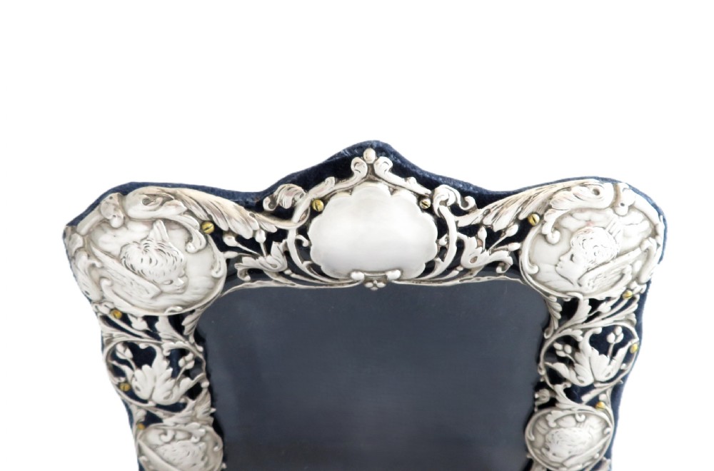 Antique Edwardian Sterling Silver 'Cherubs' Photo Frame 1905 View IV