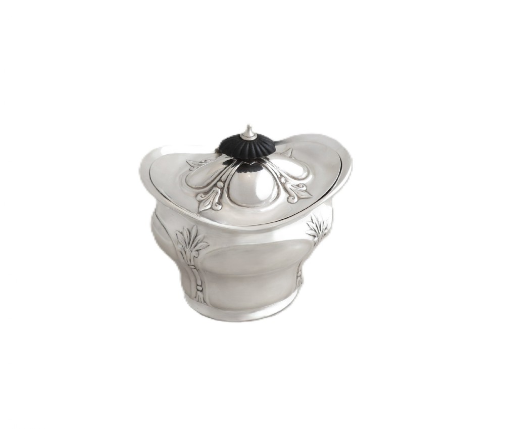 Antique Art Nouveau Sterling Silver Tea Caddy 1905 View IV