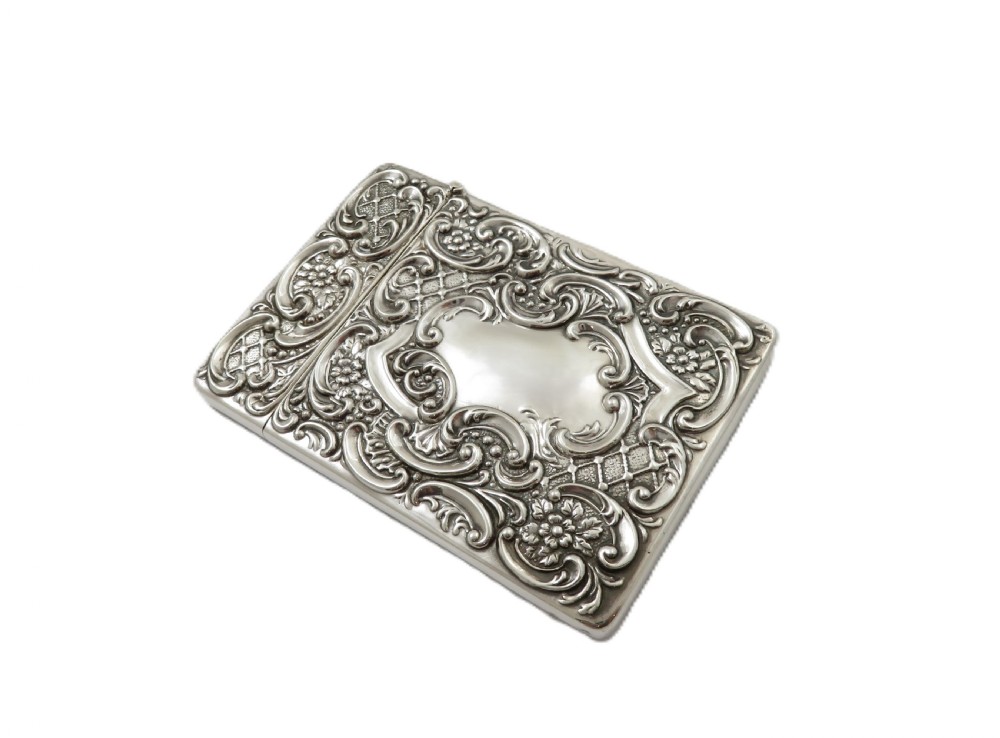 Antique Edwardian Sterling Silver 'Stag' Card Case 1902 View VII