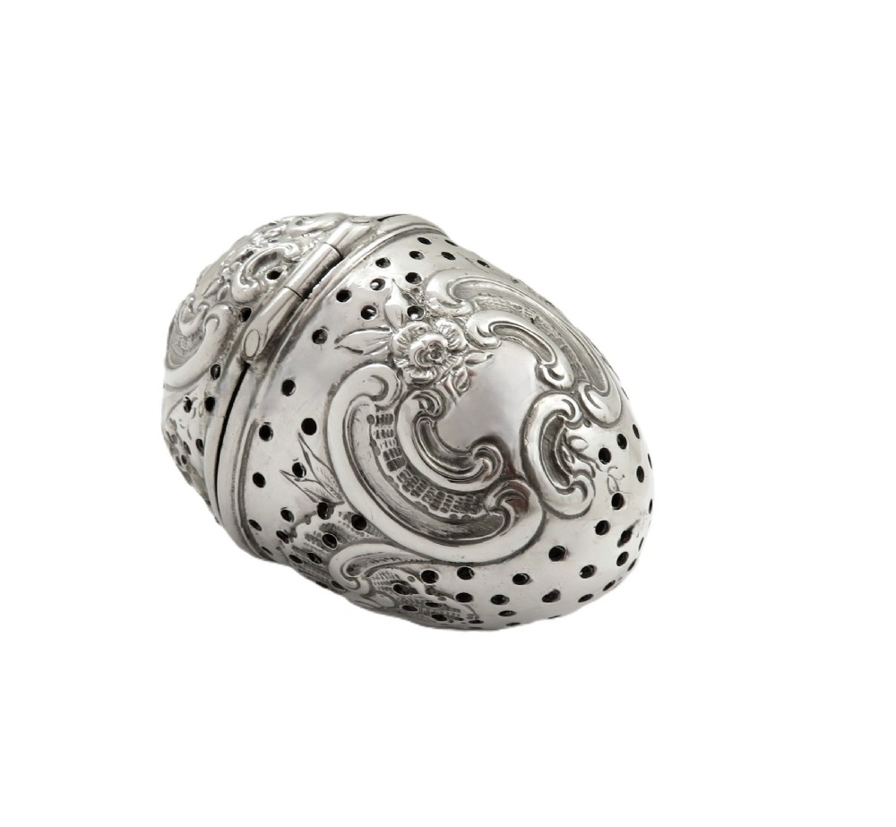 Antique Victorian Sterling Silver Tea Infuser 1895 View V