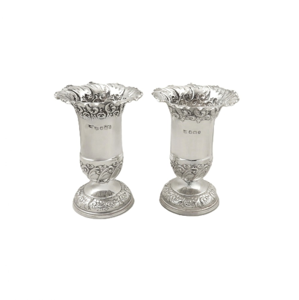 Pair of Antique Victorian Sterling Silver 'Elephant' Vases 1897 View IX
