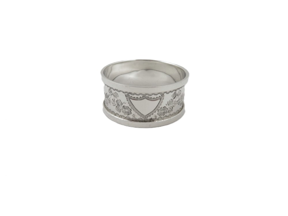 Set of 6 Antique Victorian Sterling Silver Napkin Rings in Case 1899 View VIII