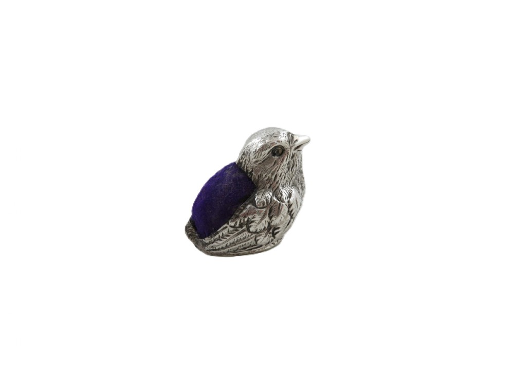 Antique Edwardian Sterling Silver Chick Pin Cushion 1905 View VI