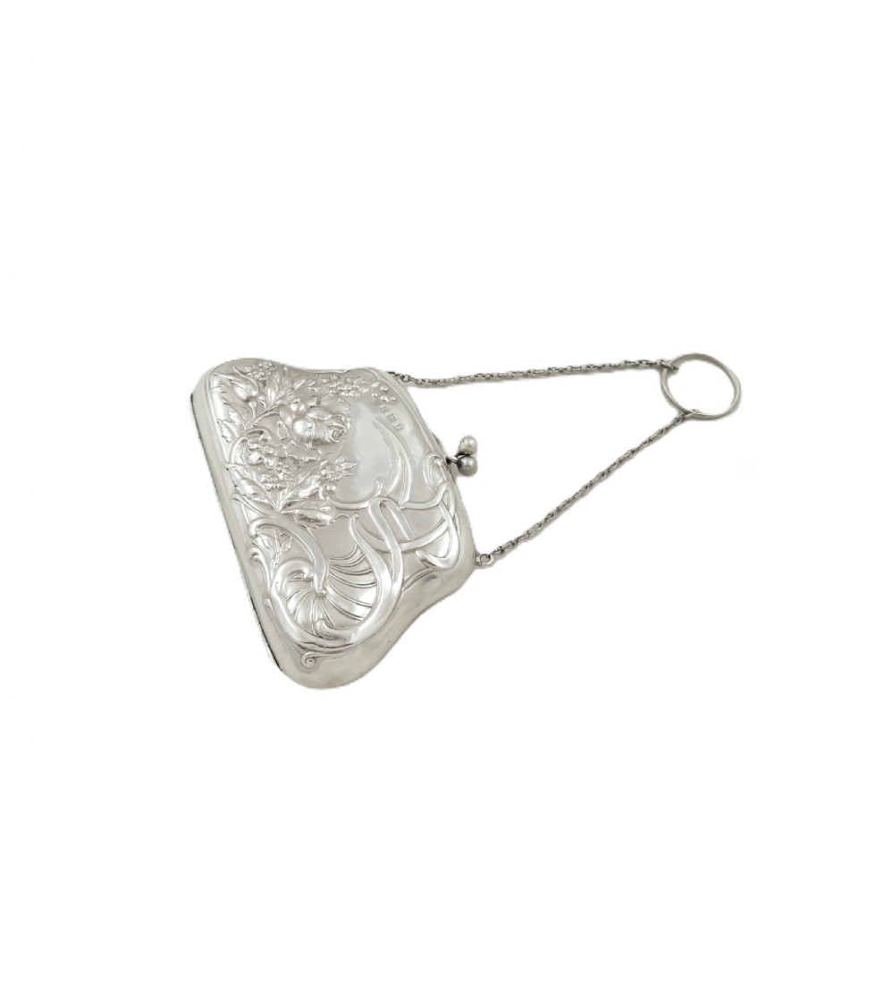 Antique Art Nouveau Sterling Silver Purse 1910 View III