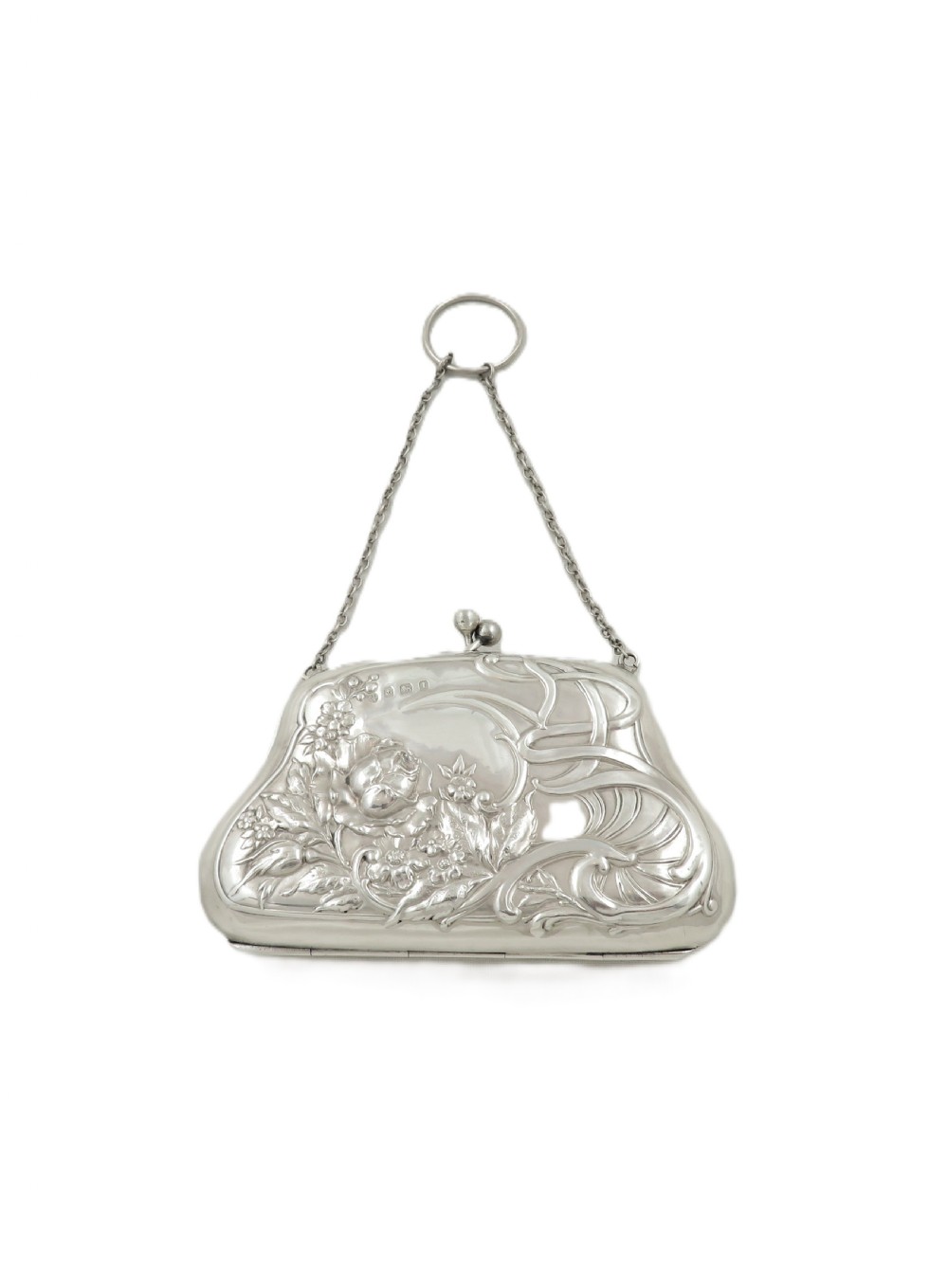 Antique Art Nouveau Sterling Silver Purse 1910 View V