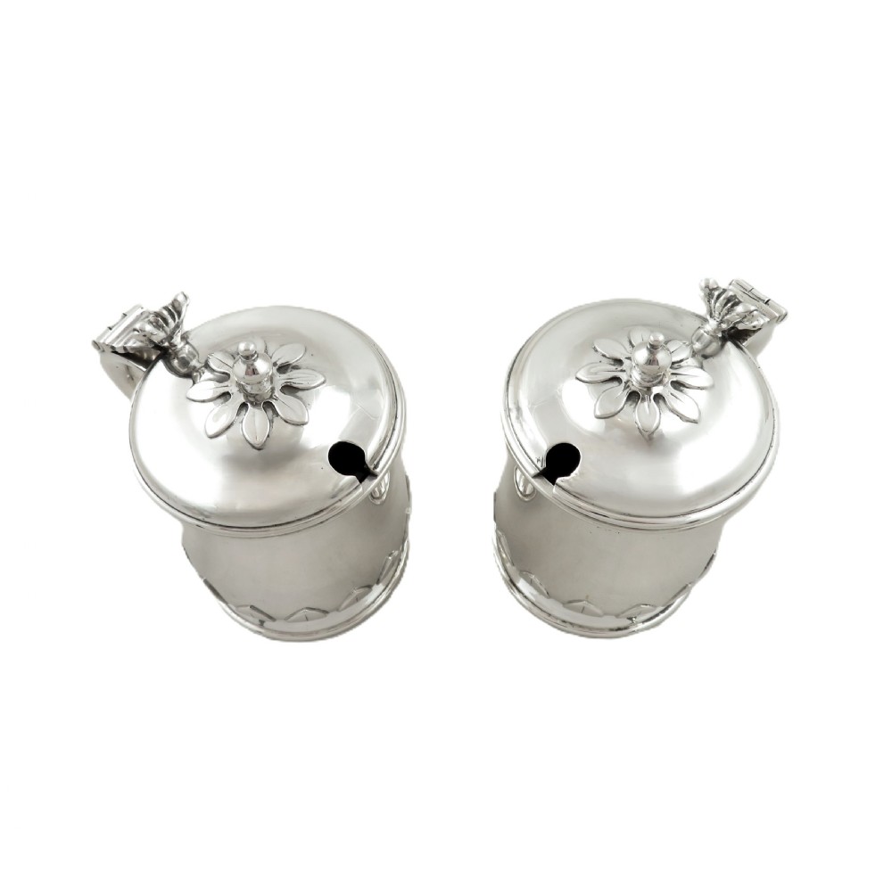 Pair of Antique George V Sterling Silver Mustard Pots 1921 View III