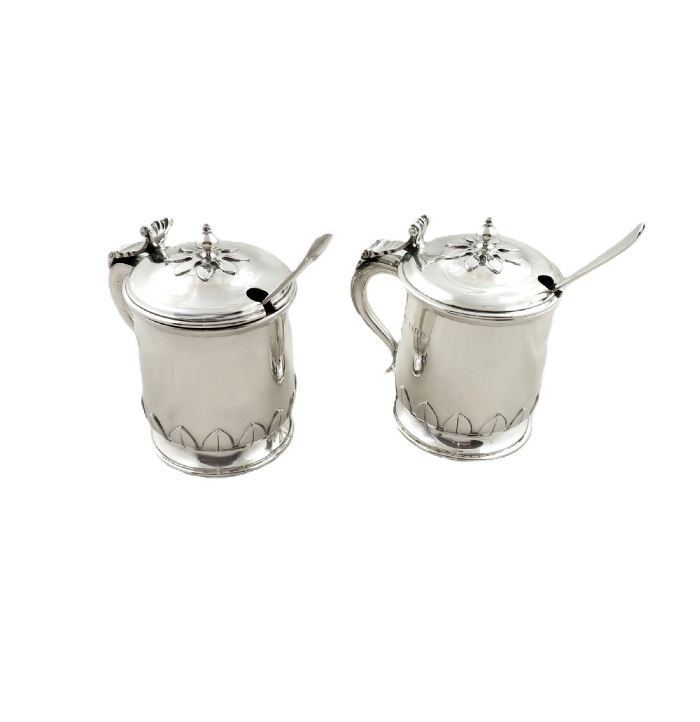 Pair of Antique George V Sterling Silver Mustard Pots 1921 View IX