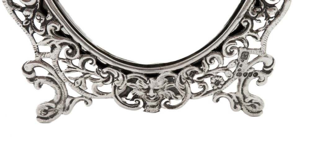 Antique Victorian Sterling Silver Framed Mirror 1889 View VI