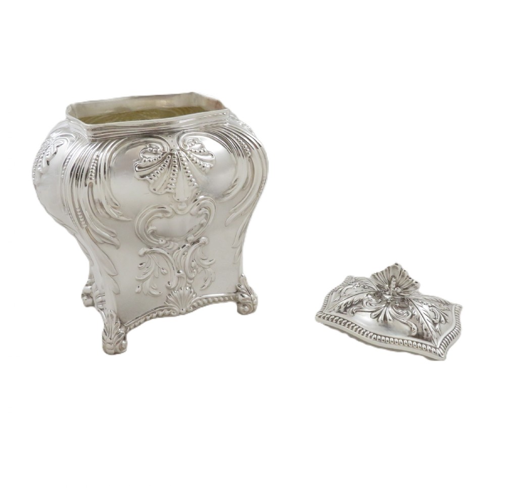 Antique Victorian Sterling Silver Caddy 1898 View VI