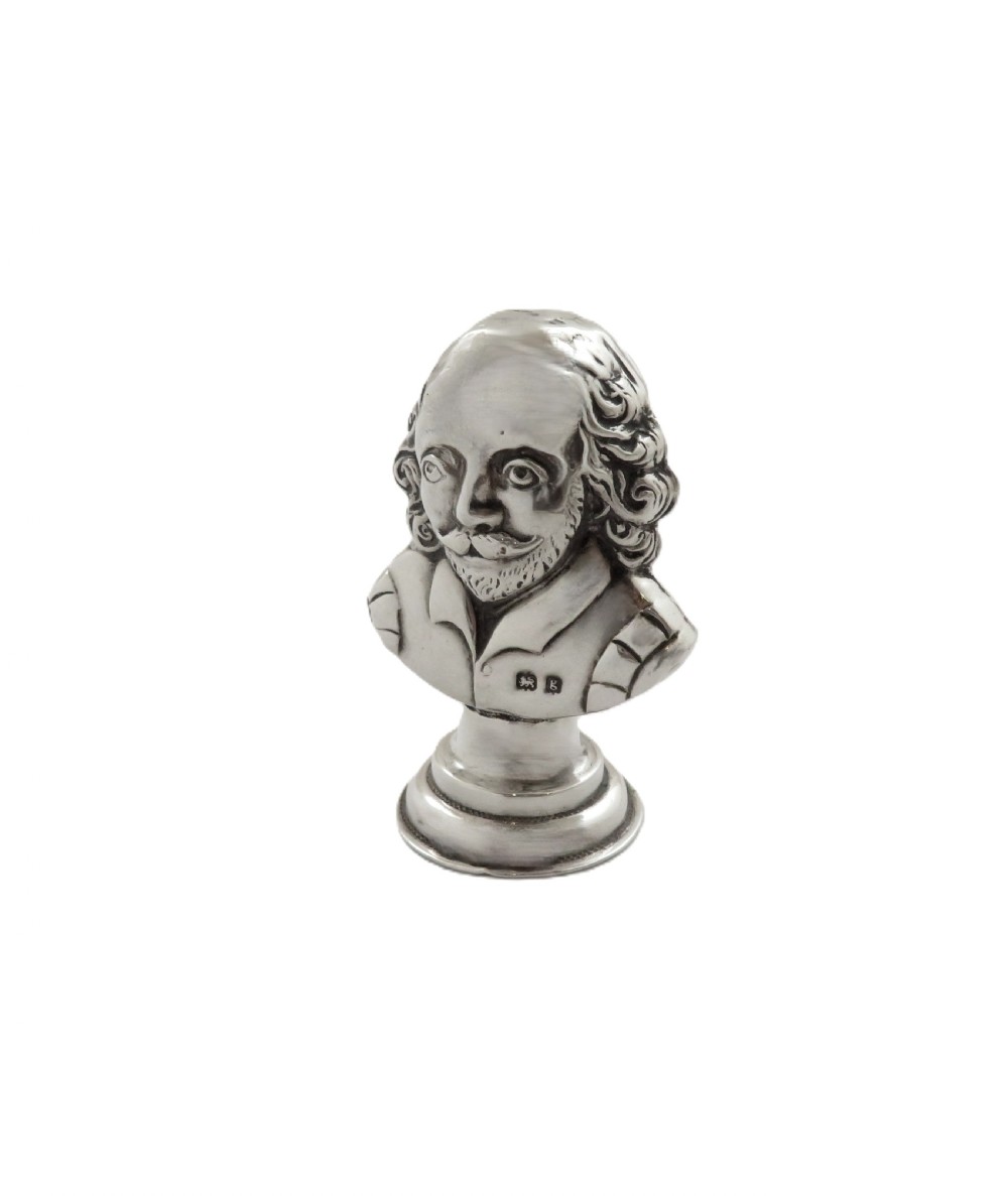 Antique Edwardian Sterling Silver 'William Shakespeare' Desk Seal 1906 View IX